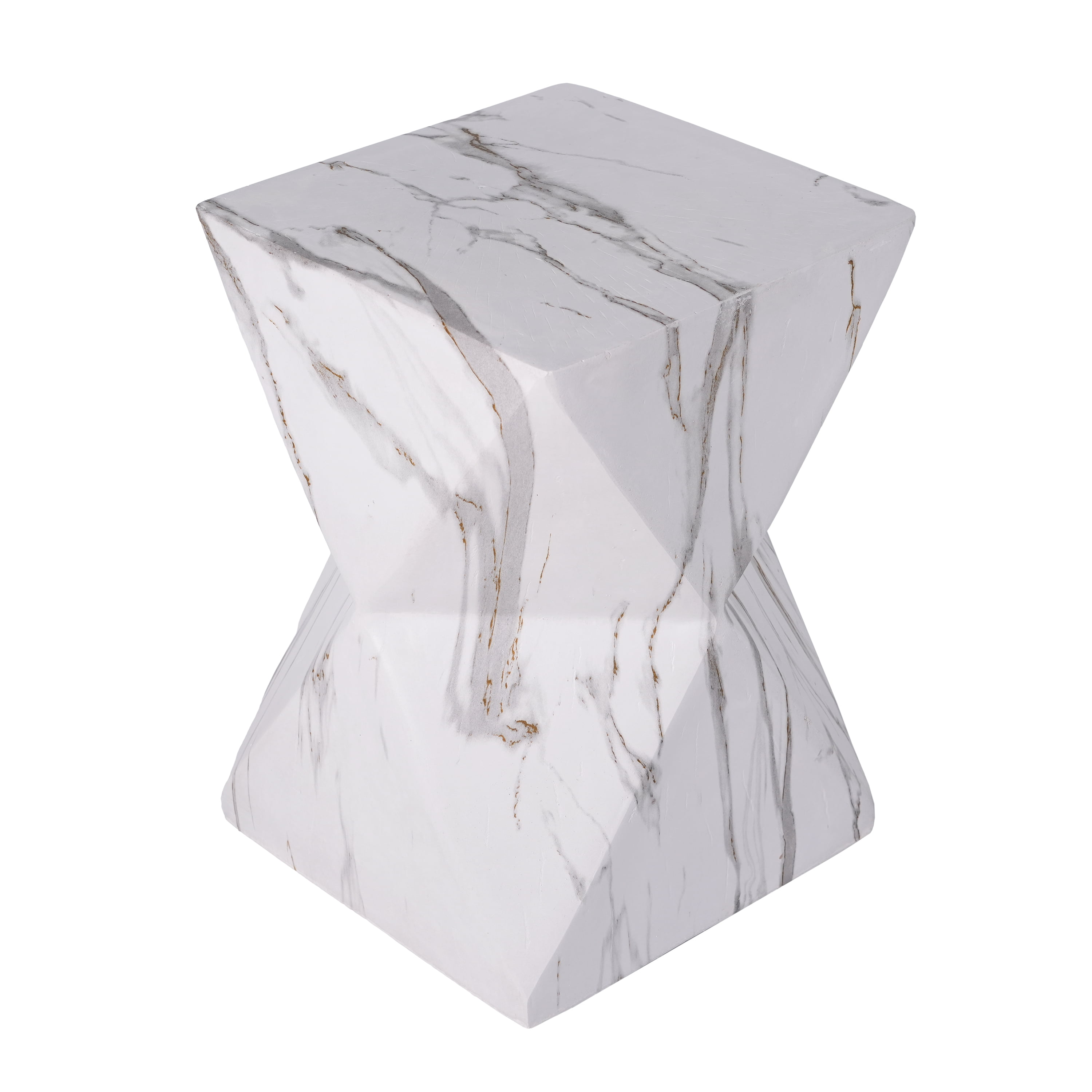Mintazer 18.5"H Modern Geometric Hourglass MGO Side Table, Indoor & Outdoor Sculptural Accent End Table Plant Stool for Living Room Bedroom Patio Garden, White