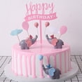 thumbnail image 4 of KAKOWELY 2 figuras de elefante de resina para decorar tartas, fiestas de cumpleaños, hogar y oficina, color rosa y azul., 4 of 4