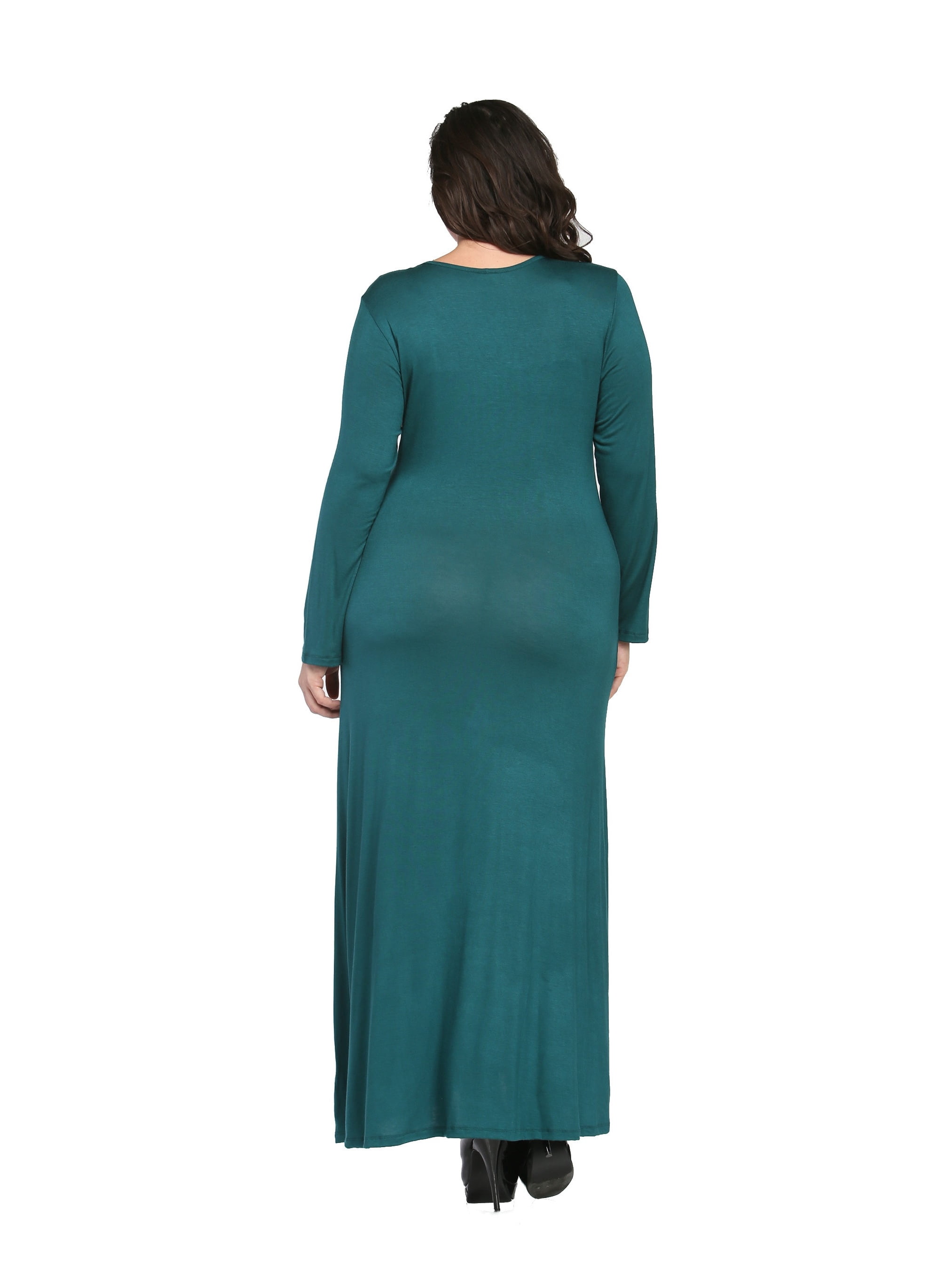 Women's Plus Size Long Sleeve Scoop Neck Maxi