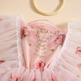 thumbnail image 6 of Douhoow Infant Girls Butterfly Romper Dress 3 6 12 18 Months Baby Fly Sleeve Lace Trim Flower Tulle Bodysuit Headband, 6 of 8