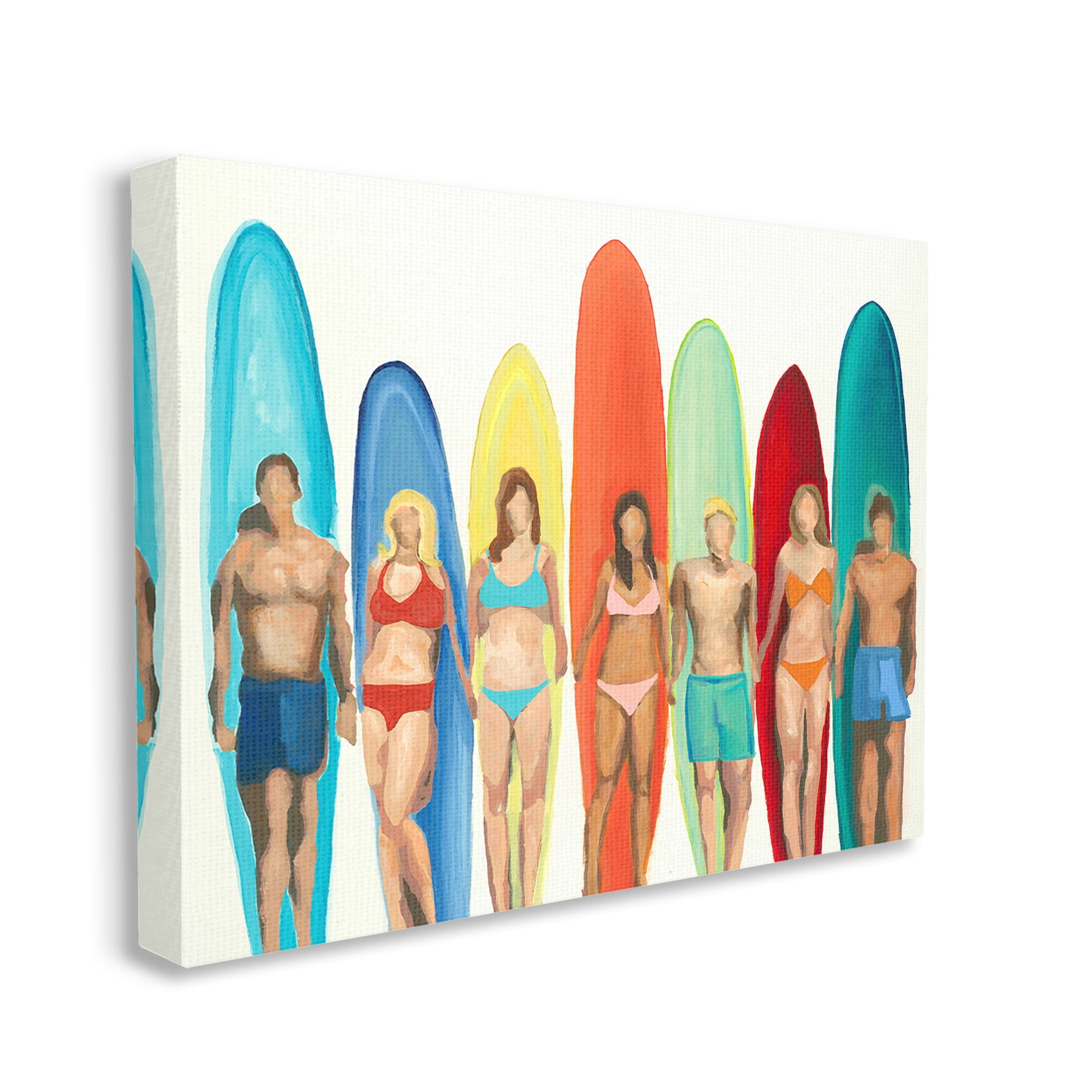 Stupell Industries Abstract Surfer Friends Sports Painting Gallery Wrapped Canvas Art Print Wall Art, 48 x 36
