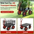 thumbnail image 5 of Acekid 1400 LBS Garden Dump Cart - Removable Sides, 180° Rotating Handle, Metal Wagon, Black, 5 of 8