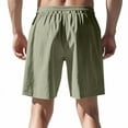 thumbnail image 5 of BLCHUNen Mens Summer Beach Shorts Cotton Linen Breathable Drawstring Elastic Casual Shorts with Pockets, 5 of 9