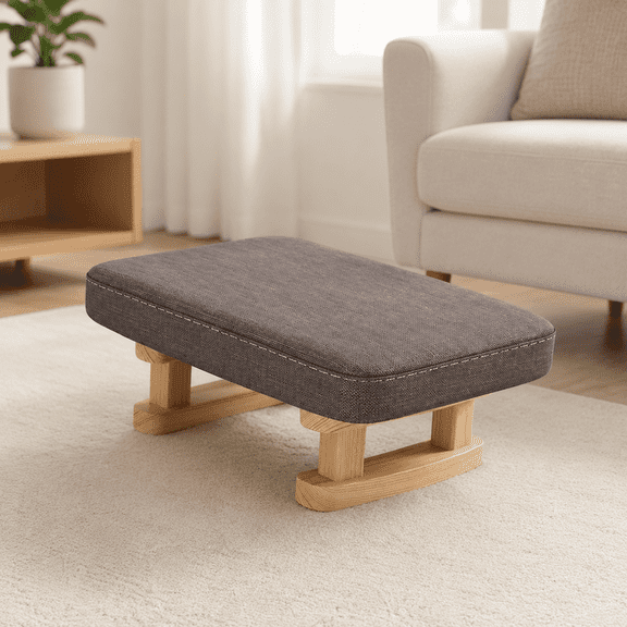 Small Ottoman, Ottoman for Dorm, Hassocks and Ottomans, Poofs Ottomans Foot Rest, Foot Stools for Living Room, Fabric Padded Foot Stool with Wooden Legs, Dark Gray Multifunctional Footrest Ottoman