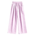 thumbnail image 6 of VBVC Women's Ribbed Wide Leg Lounge Pants, Elastic Drawstring Waist Casual Pants For Women , Ladies' Lightweight Soft Trousers with Pockets, Pink , S-2XL, 6 of 10