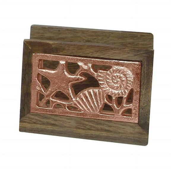 Wooden Napkin Holder with Burnt Wood & Copper