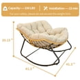 thumbnail image 3 of Outdoor Egg Rocking Chair, Indoor Papasan Rocking Chair with Thick Cushion, Modern Lounge Rocker for Balcony, Living Room, Bedroom, Porch, Lawn, Garden (Ivory), 3 of 10