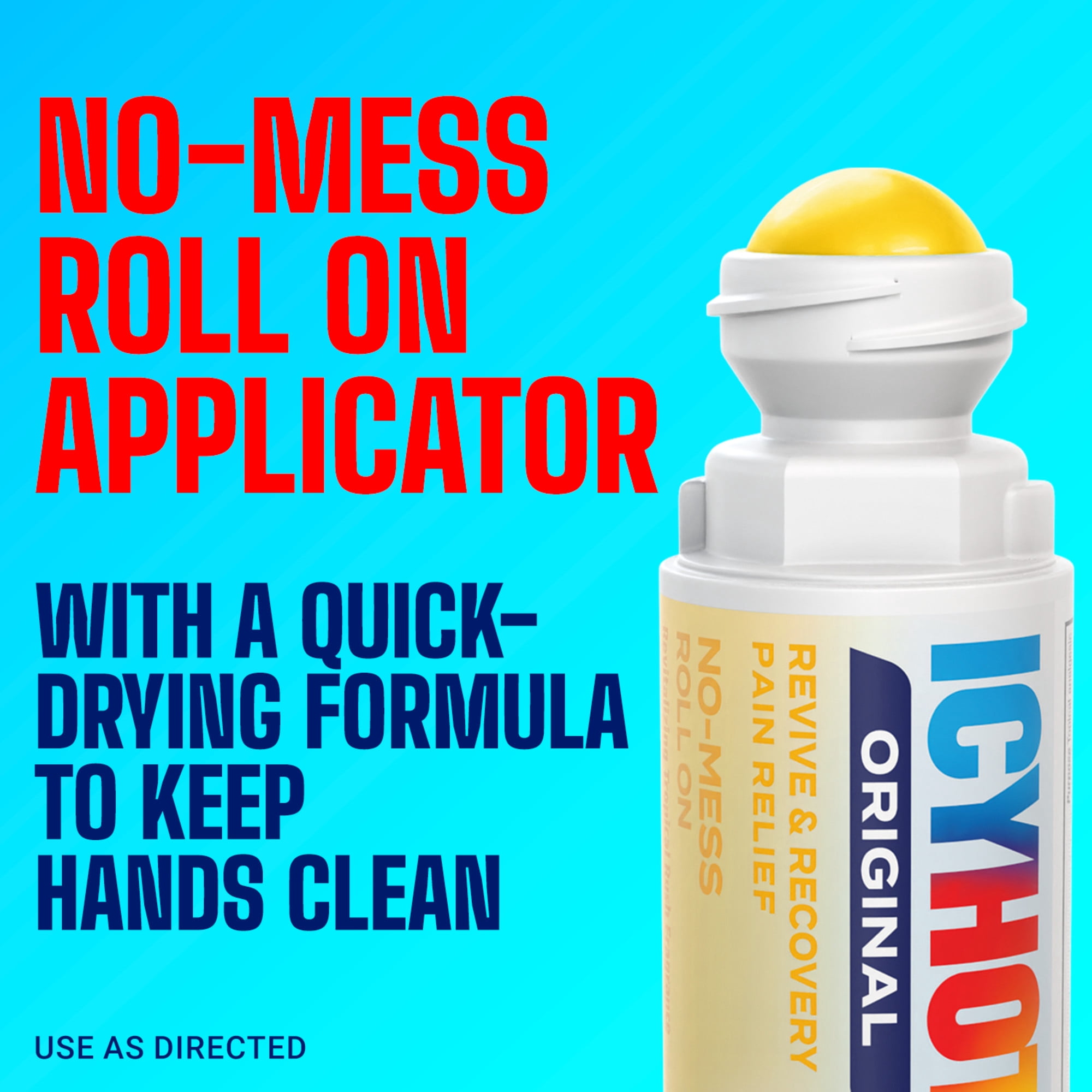 (2 pack) Icy Hot Original Pain Relief Revive & Recovery No-Mess Roll-On Applicator, Fast-Acting Pain Relief With 8% Menthol for Backaches, Joints, Muscle Strains and Arthritis, Tropical Rush, 2 oz