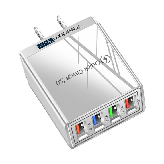 Freedomtech USB Charger Cube, Wall Charger Plug, 5.1A 4-Muti Port USB Adapter Power Plug Charging Station Box Base Replacement for iPhone 13 12 11 Pro Max/X/8/7, iPad, Samsung Galaxy Phones and More