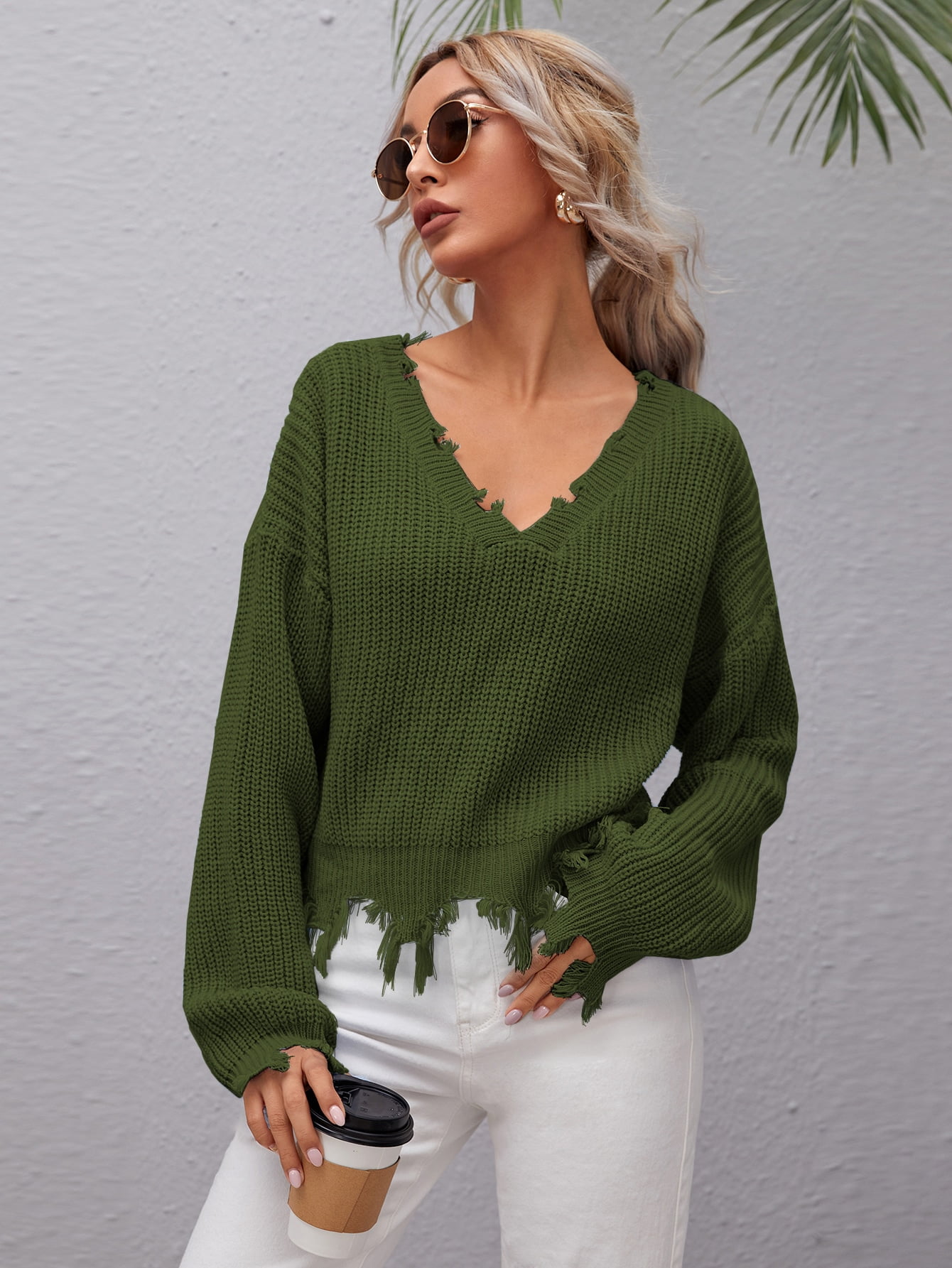 army green knit sweater