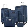 thumbnail image 1 of Merax Softside Luggage Set Softshell Lightweight 3 Piece Spinner Suitcase with Duffel Bag Expandable Upright Travel Luggage 22" 26" 30",Deep Blue, 1 of 1