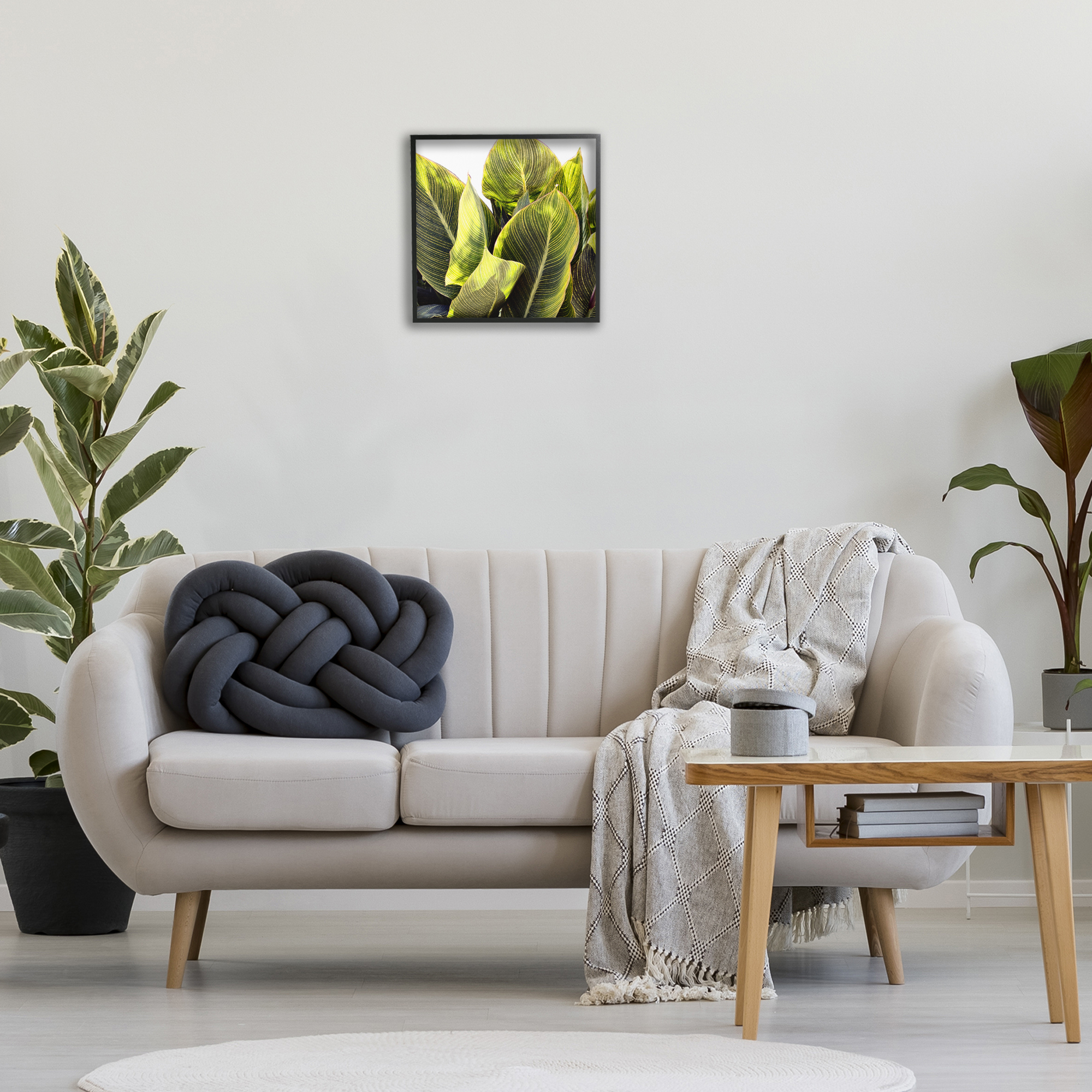 Stupell Industries Bright Tropical Leaves Botanical & Floral Painting Black Framed Art Print Wall Art, 17 x 17