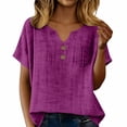 thumbnail image 6 of Womens Summer Clothes Kelon Tops for Women Short Sleeve Shirts V Neck Linen Cotton Business Casual Blouses 2026 Summer Tops Business Causal Dressy Work Top, XL, 6 of 9