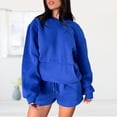 thumbnail image 3 of Chándal informal para mujer, sudadera suelta y pantalones cortos con cordón, ropa de uso diario para gimnasio femenino FLhrweasw Nuevo, 3 of 7