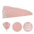 thumbnail image 3 of Unique Bargains 1 Pc Cute Water-absorbent Rabbit Pattern Hair Towel for Bathroom Hotel Light Pink Coral Fleece, 3 of 5