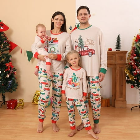 

Sunisery Christmas Family Matching Pajamas Set Christmas Tree Car Pajamas Baby Kids Women