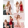 thumbnail image 5 of Women Lingerie Satin Lace Chemise Nightgown Sexy Full Slips Sleepwear, 5 of 6