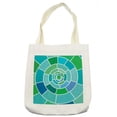 thumbnail image 1 of Geometric Tote Bag, Large Spiral Form with Rectangular Shapes in Green and Blue Tones Modern Design, Cloth Linen Reusable Bag for Shopping Books Beach and More, 16.5" X 14", Cream, by Ambesonne, 1 of 2