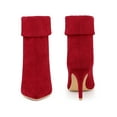 thumbnail image 4 of BLISSFUL STEP Pointed Toe Foldable Slip on Stiletto Heels Ankle Boots For Women Red 8.5, 4 of 7