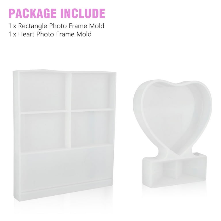 Large Resin Photo Frame Molds,Rectangle & Heart Shape Silicone Epoxy Molds  for Casting, DIY Personalized