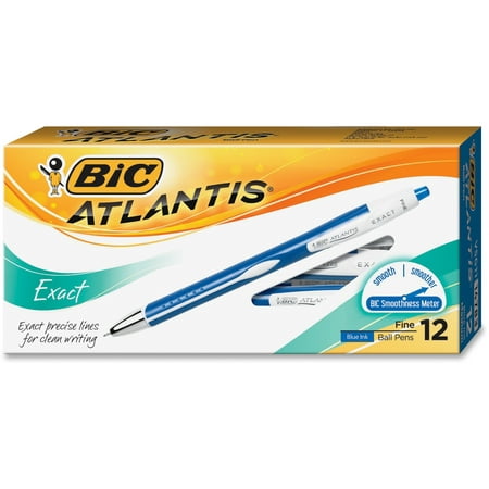 BIC Atlantis Exact Retractable Ball Pen, Fine Point (0.7 mm), Blue,
