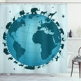 thumbnail image 1 of Wildlife Shower Curtain, Graphic Globe Image Wild Animals Diversity Aligned in Circle Around the World, Fabric Bathroom Set with Hooks, 69W X 75L Inches Long, Multicolor, by Ambesonne, 1 of 3