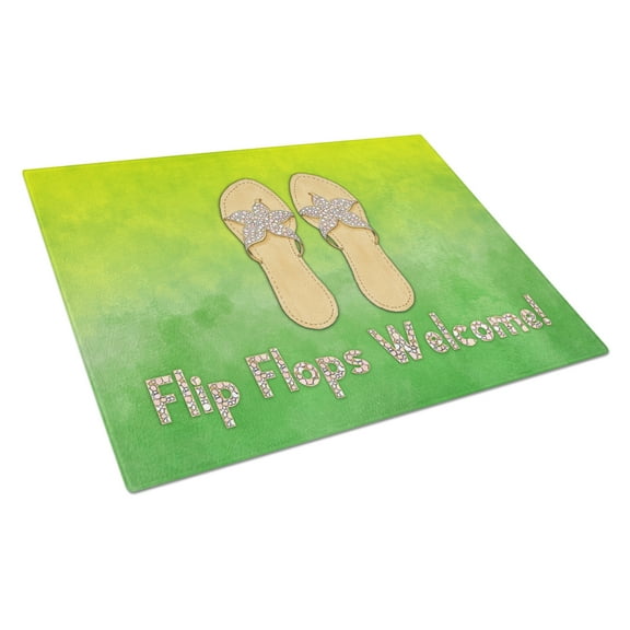 Caroline's Treasures Flip Flops Welcome Glass Cutting Board Large