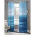 thumbnail image 4 of Blue Sea Sheer Curtains 96 Inches Long 2 Panels Abstract Tranquility Ocean Horizon Natural Scenery Light Filtering Semi Sheer Window Curtains Drapes for Bedroom Living Room 52"x96", 4 of 7