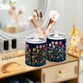thumbnail image 3 of Yayeee 2 Pack Qtip Holder Bathroom Cotton Swab Canister with Lid Clear Dispenser Set, Bloom Flowers, 3 of 6