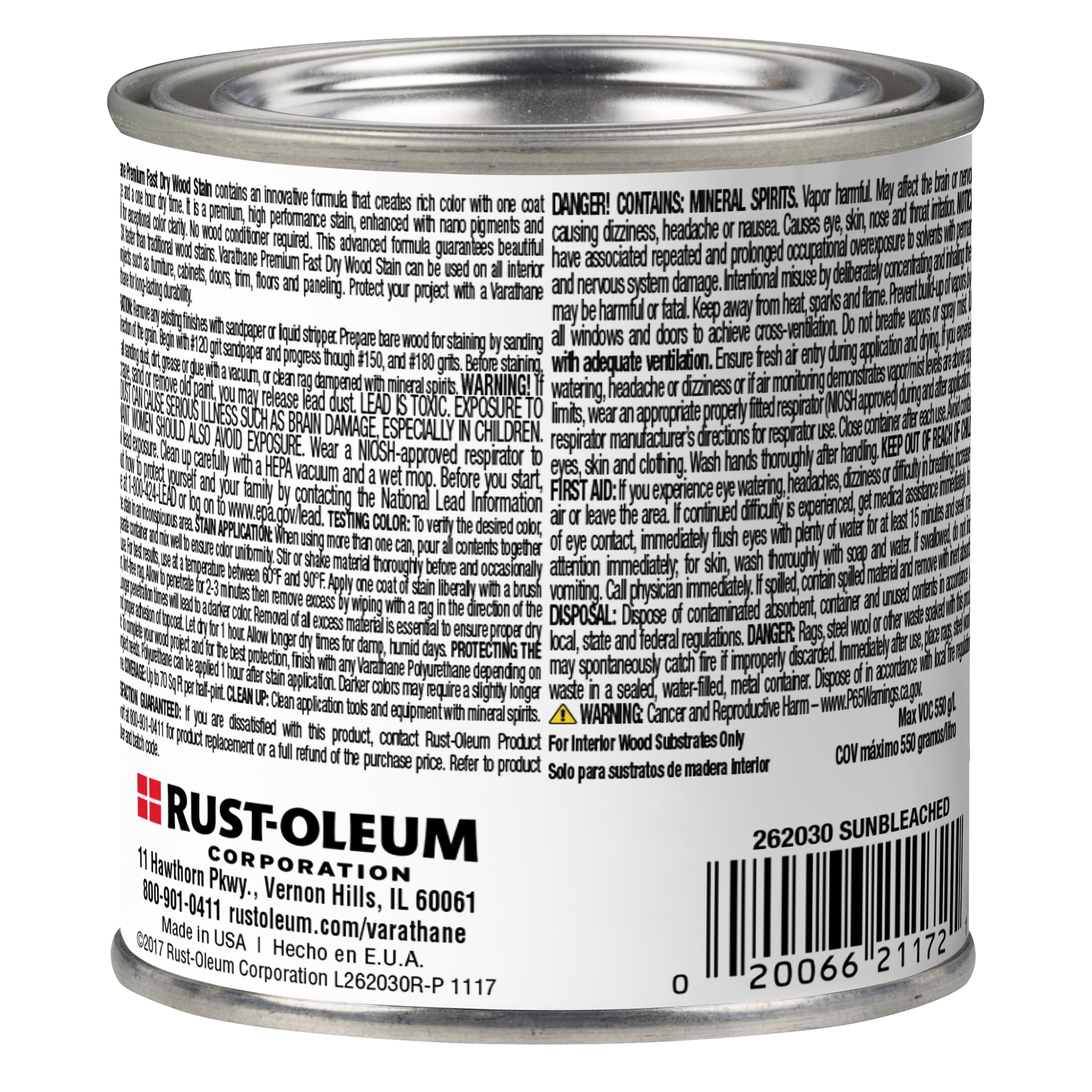 4 Pack, Sunbleached, Varathane Premium Fast Dry Wood Stain-262030, Half Pint