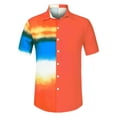 thumbnail image 5 of INSPIRE CHIC Men's Printed Button Down Short Sleeve Pocket Patchwork Shirts M Orange, 5 of 6
