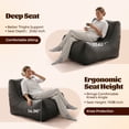 thumbnail image 5 of Toject Giant Bean Bag Chair, Faux Leather Memory Foam Floor Sofa for Adults, Ergonomic Back Support, No Assembly Needed, Lightweight Lounger for Living Room Bedroom Dorm Office, Black, 5 of 6