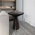 thumbnail image 3 of LeisureMod 19" Round End/Side Table with Glass Top and Black Powder-Coated Iron Rim Tempered Glass Pedestal Base No Assembly for Modern Home, Living Room Tully Collection in Grey/Black, 3 of 18