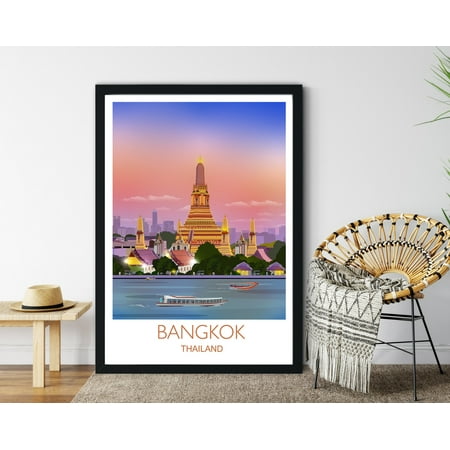 Travel Poster of Bangkok, Travel Print of Bangkok, Bangkok, Thailand, Thailand Travel Poster, Bangkok Cityscape, 12x18 UNFRAMED