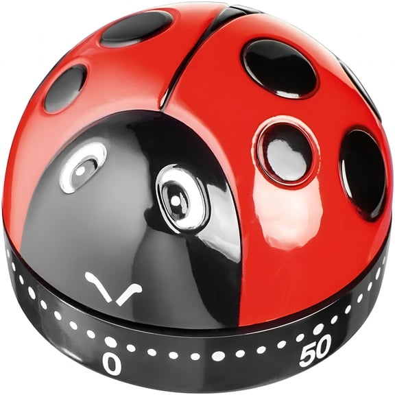 GJX Ladybug Mechanical Cooking Timer - 60-Minute Kitchen Alarm Clock with Loud Ring