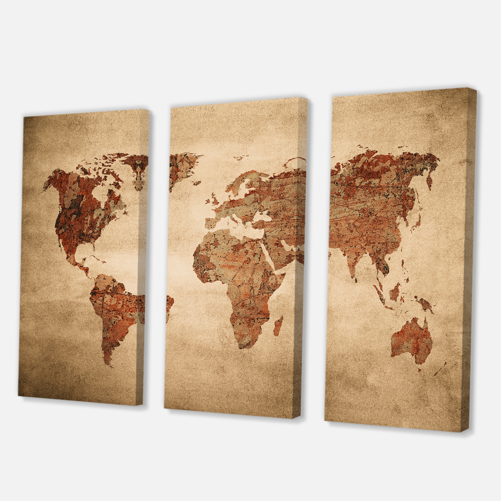 Designart ' Ancient World Map VII ' Vintage Canvas Wall Art Print