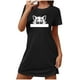 thumbnail image 2 of Camisón corto de talla grande para mujer, camisón de manga corta con estampado de pecho a la moda, camisón para mujer, 2 of 5