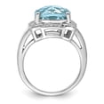 thumbnail image 2 of Sterling Silver Rhodium Checker-Cut Sky Blue Topaz & Diamond Ring, 2 of 5