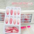 thumbnail image 2 of 24Pcs Cat Eye Press on Nails with Marble Design, French Tips Manicure Art Acrylic Medium Almond Fake Nails Stick on Nails Glossy Purple Cat Eye Full Cover False Nails Gel Glue on Nails for Women, 2 of 7