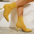 thumbnail image 5 of SACFOF Womens Knit Ankle Boots Pointed Toe Kitten Heels Booties Winter Stiletto Mid Heel Sock Boots Shoes, 5 of 6