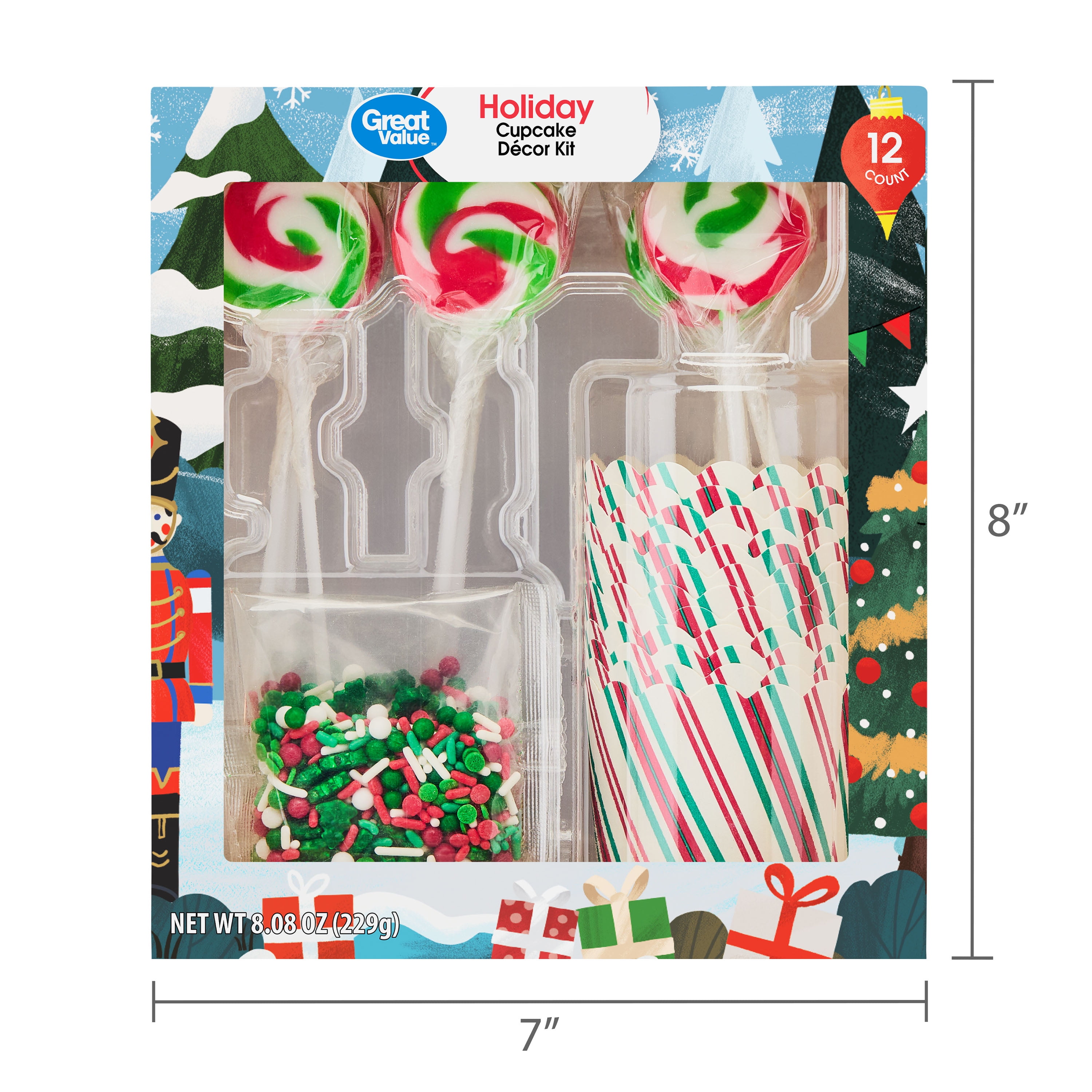 Great Value Holiday Cupcake Decor Kit, 8.08 oz, 12 Count - Walmart.com