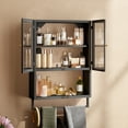thumbnail image 3 of Soges Bathroom Storage Medicine Cabinets with Doors and Shelves,Towel Bar,over The Toilet Storage,Black, 3 of 8