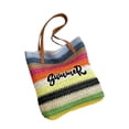 thumbnail image 2 of Beach Tote Bag for Women, Large Woven Straw Shoulder Bag with Colorful Stripes, Summer Vacation Travel and Pool Bag, 2 of 6