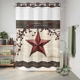 thumbnail image 6 of No Hook Shower Curtain, Texas Star Red Shower Curtains for Bathroom with See Through Top Window, Farmhouse Berry Wooden Vintage Waterproof & Washable Bath Curtain Stall 48"x72", 6 of 9