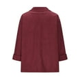 thumbnail image 4 of UAMVSH Corduroy Blazers for Women Classic Notch Collar Button Business Suit Jackets with Pockets Comfy 3/4 Sleeve Dressy Coats(Medium,Wine), 4 of 6