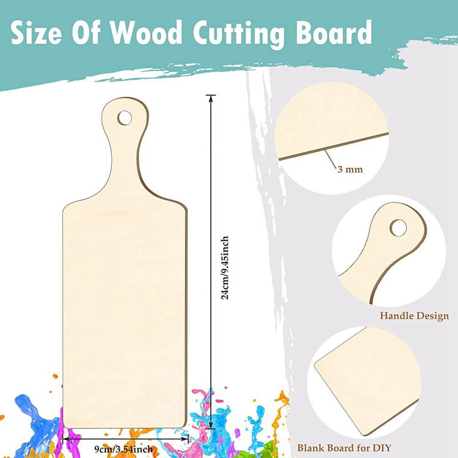 10 PCS Wood Craft Cutting Board Unfinished Mini Wooden Cutting Board DIY  Blank Paddle with Handle Food Serving Board Chopping Board for Painting DIY