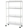 Seville Classics 4-Shelf Steel Wire Shelving System with Wheels/Ledges