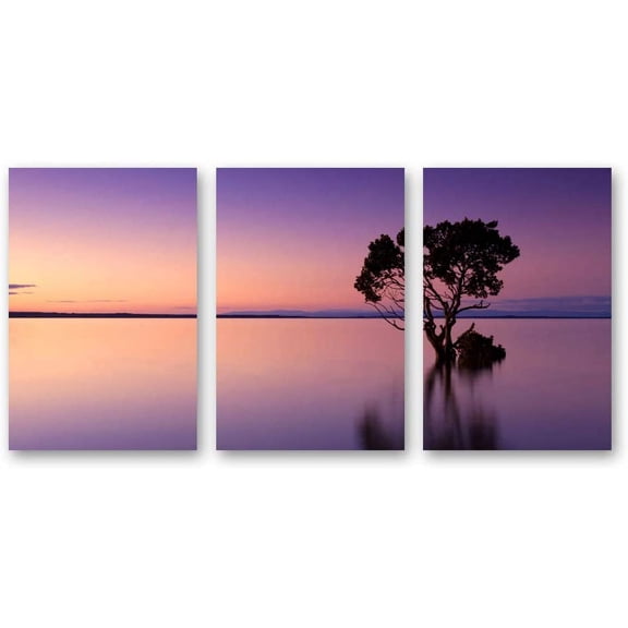 Idea4wall 3 Piece Landscape Canvas Wall Art Mountain and Lake Canvas Prints Modern Home Wall Decor, 24"x36"