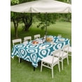 thumbnail image 4 of Outdoor Tablecloth with Umbrella Hole for Patio/Picnic/Party/Camping, Teal Blue Geometric Waterproof Table Cloth Rectangle Table Cover Washable, Modern Abstract Art Rhombus (52"x 70"), 4 of 8