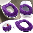 thumbnail image 2 of Cálida alfombrilla con cremallera para el asiento del inodoro, cojín, funda suave para el inodoro, violeta, 2 of 5